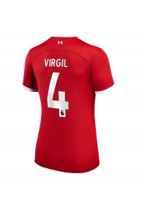 Liverpool Virgil van Dijk #4 Jalkapallovaatteet Naisten Kotipaita 2023-24 Lyhythihainen